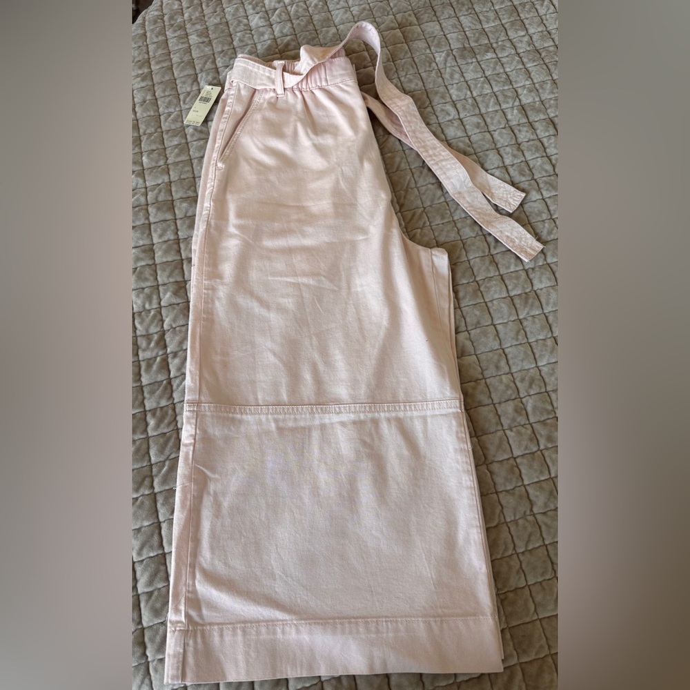 Maeve‎ Anthropologie Blush Pink High Rise Cropped Tie Waist Pants 4 NWT